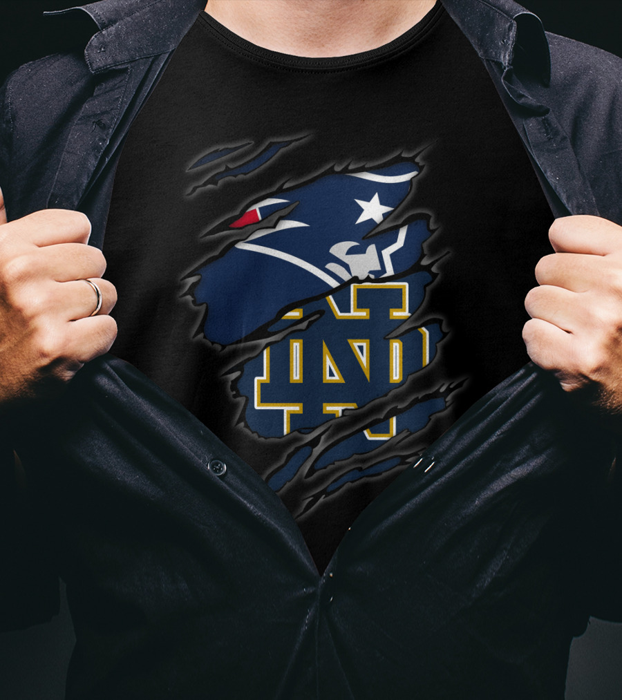 New England Patriots Notre Dame ND Logo Fusion T-Shirt
