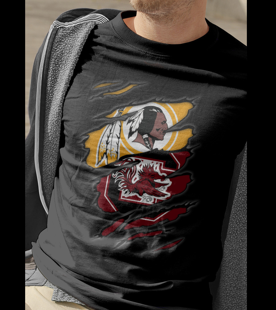 Washington Redskins South Carolina Gamecocks Collegiate Football Fan T-Shirt