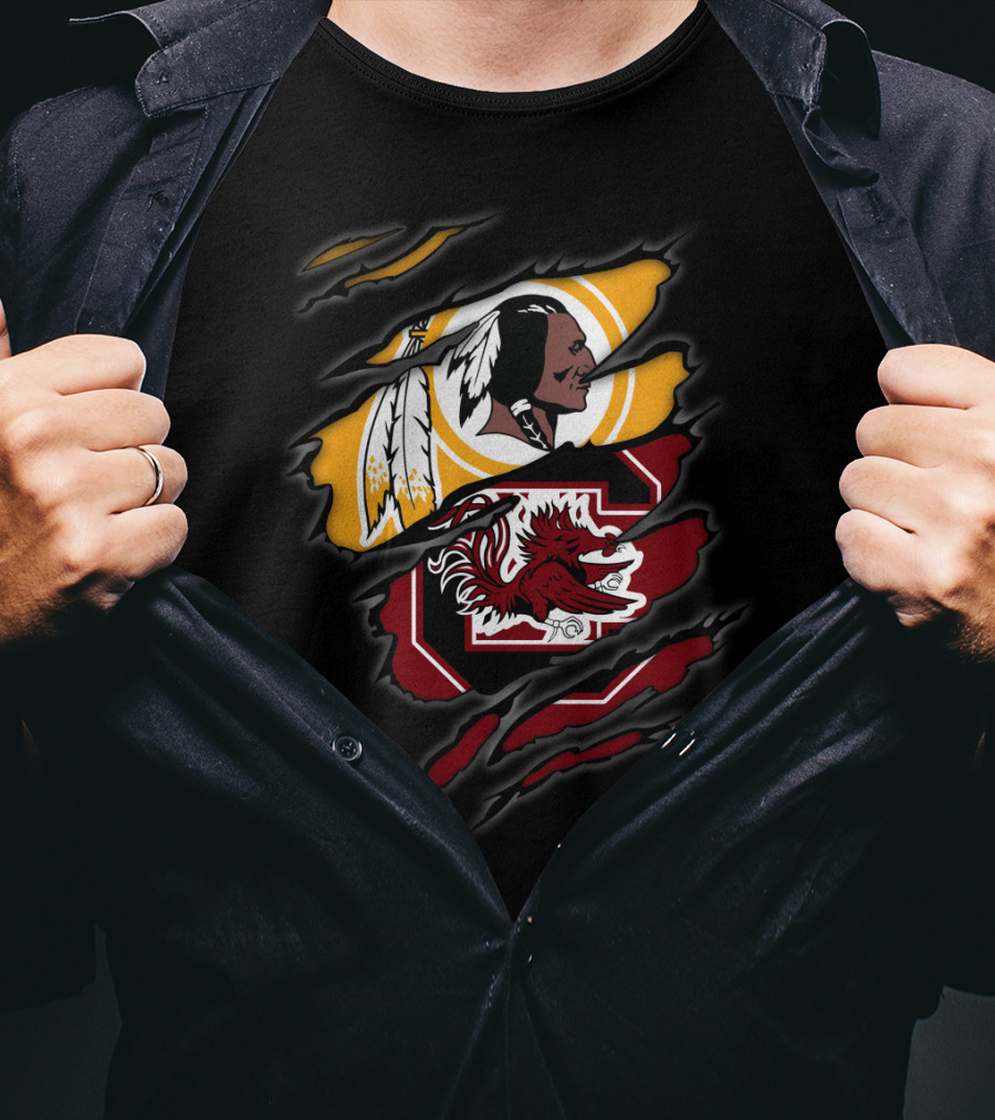 Washington Redskins South Carolina Gamecocks Collegiate Football Fan T-Shirt
