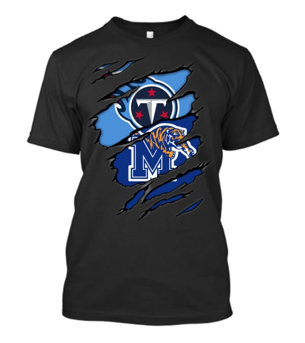 Tennessee Titans And Memphis Tigers Logos Fusion T-Shirt
