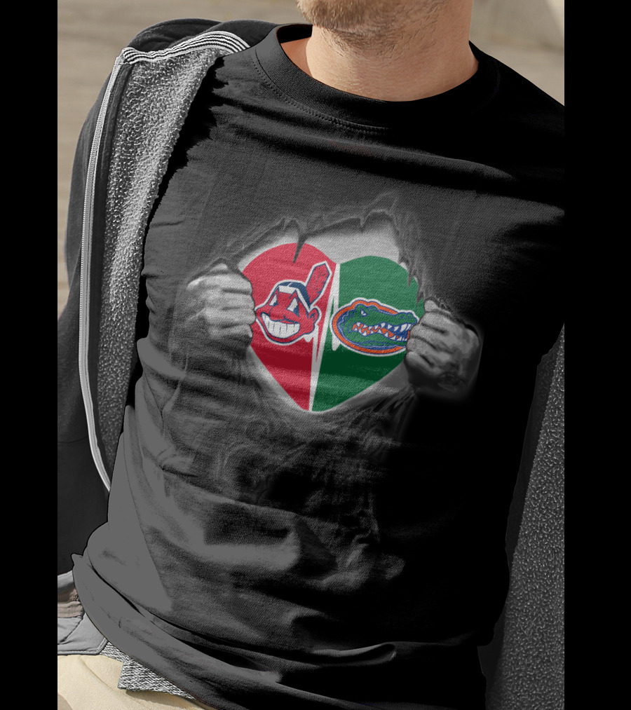 Indians Gators Heart Split Transformation T-Shirt