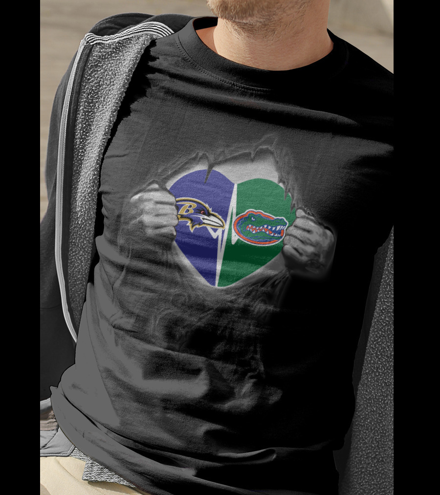 Ravens Gators Heart Split T-Shirt