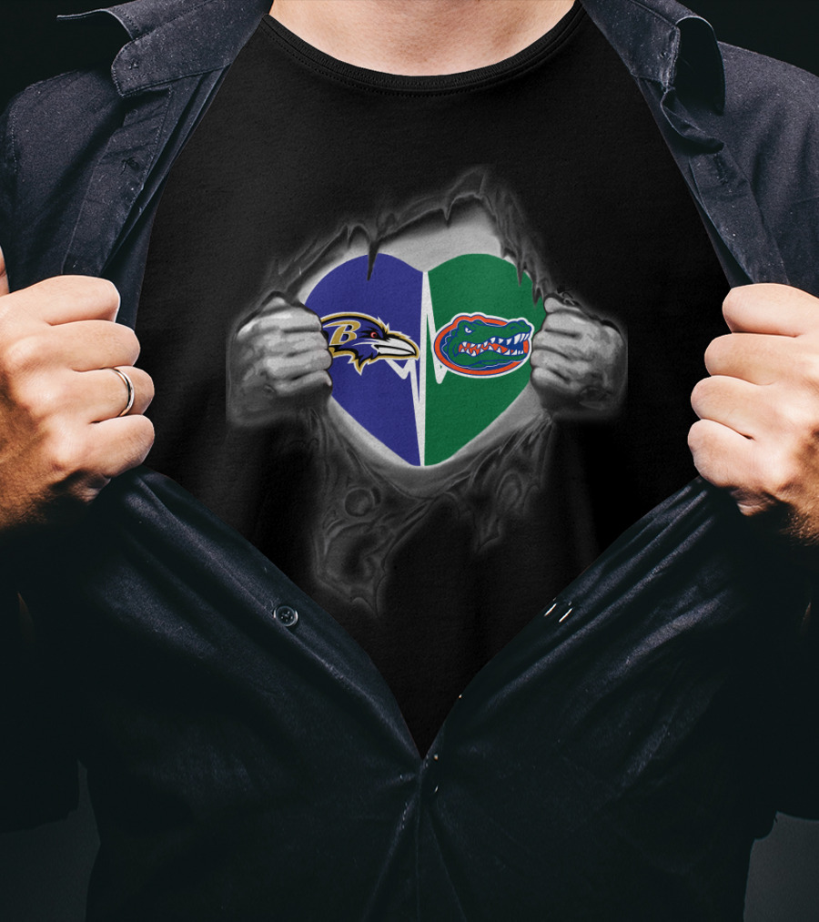 Ravens Gators Heart Split T-Shirt