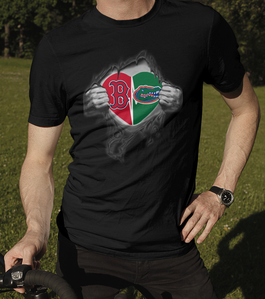 Redsoxs Gators Heart Split Tattoo T-Shirt
