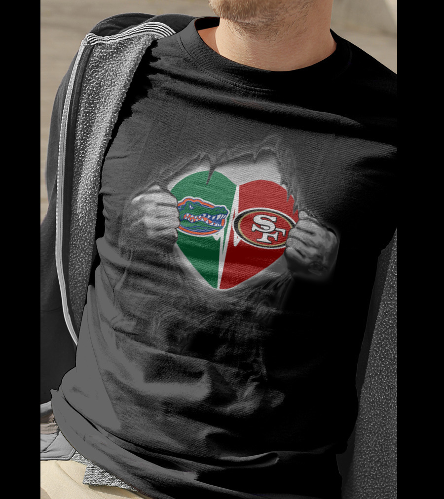 49Ers Gators Heart Torn Flesh T-Shirt
