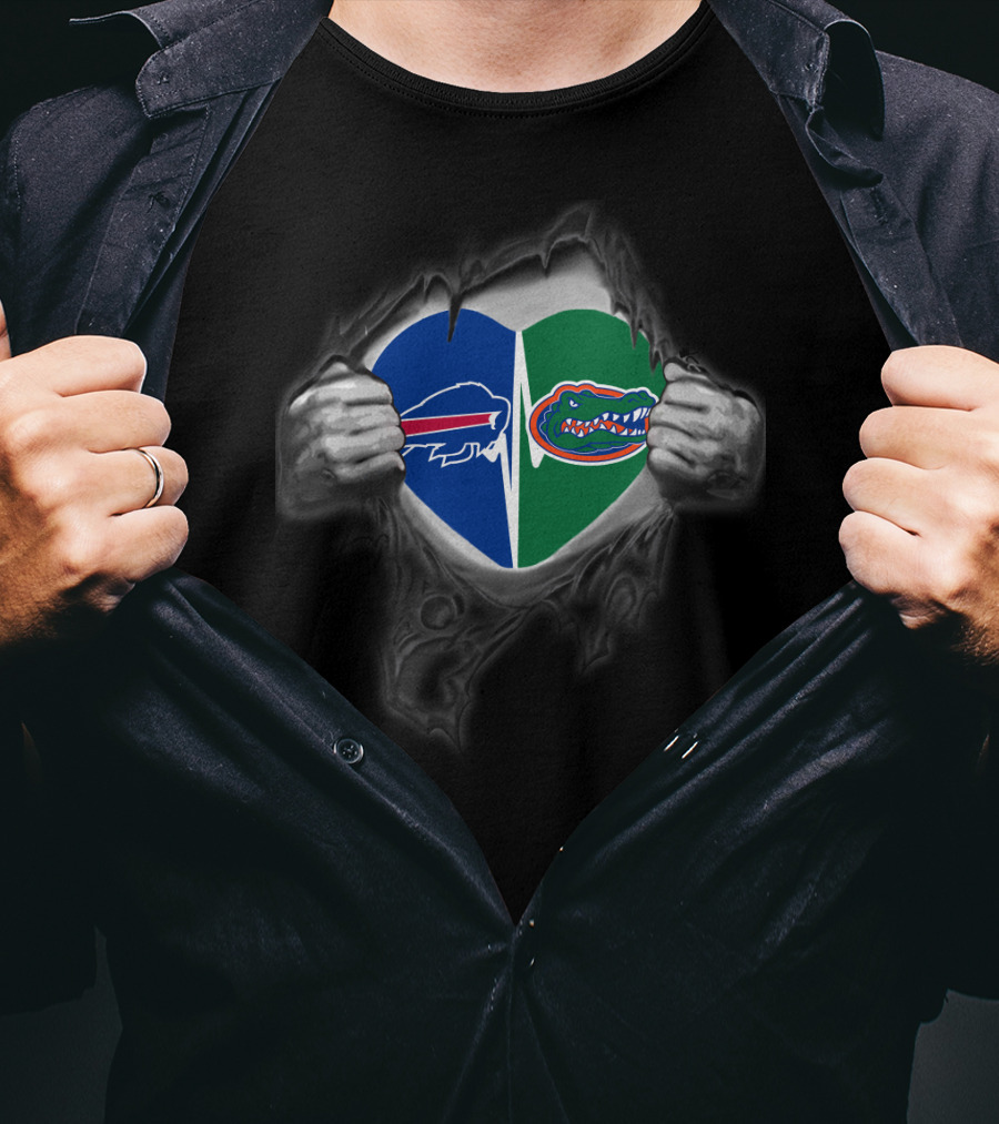 Buffalo Bills And Florida Gators Heart T-Shirt