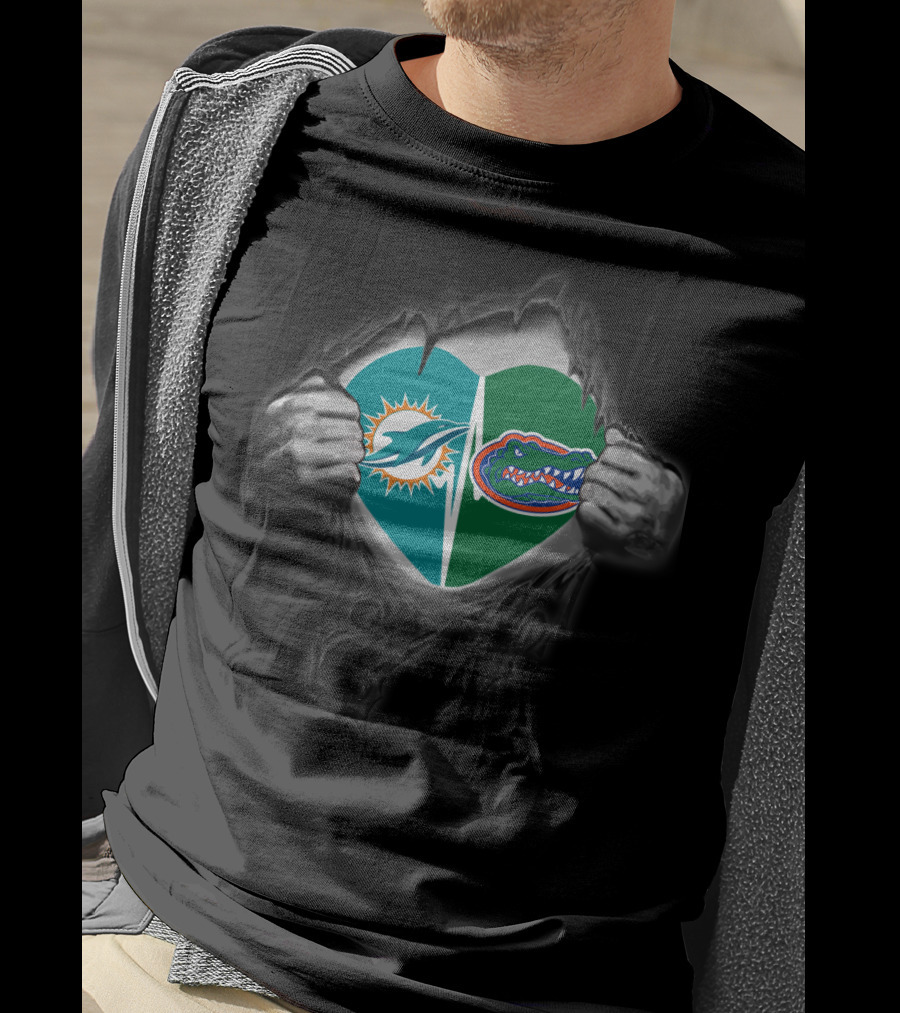 Miami Dolphins Florida Gators Heart T-Shirt