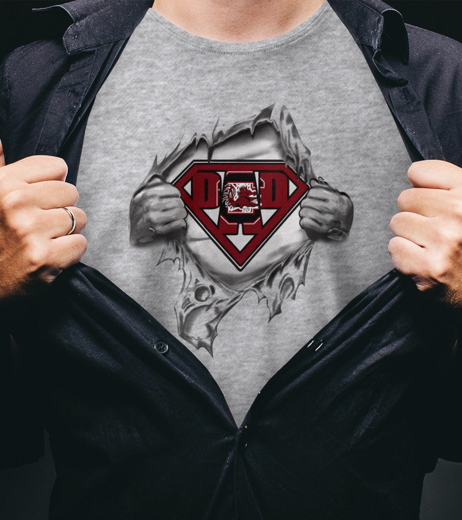 Gamecocks Dad Superhero Emblem T-Shirt