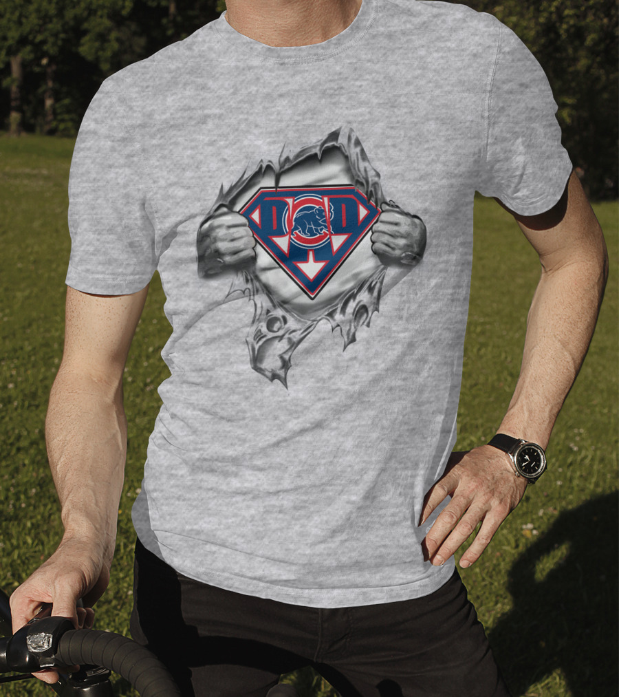 Chicago Cubs Dad Superhero Emblem T-Shirt