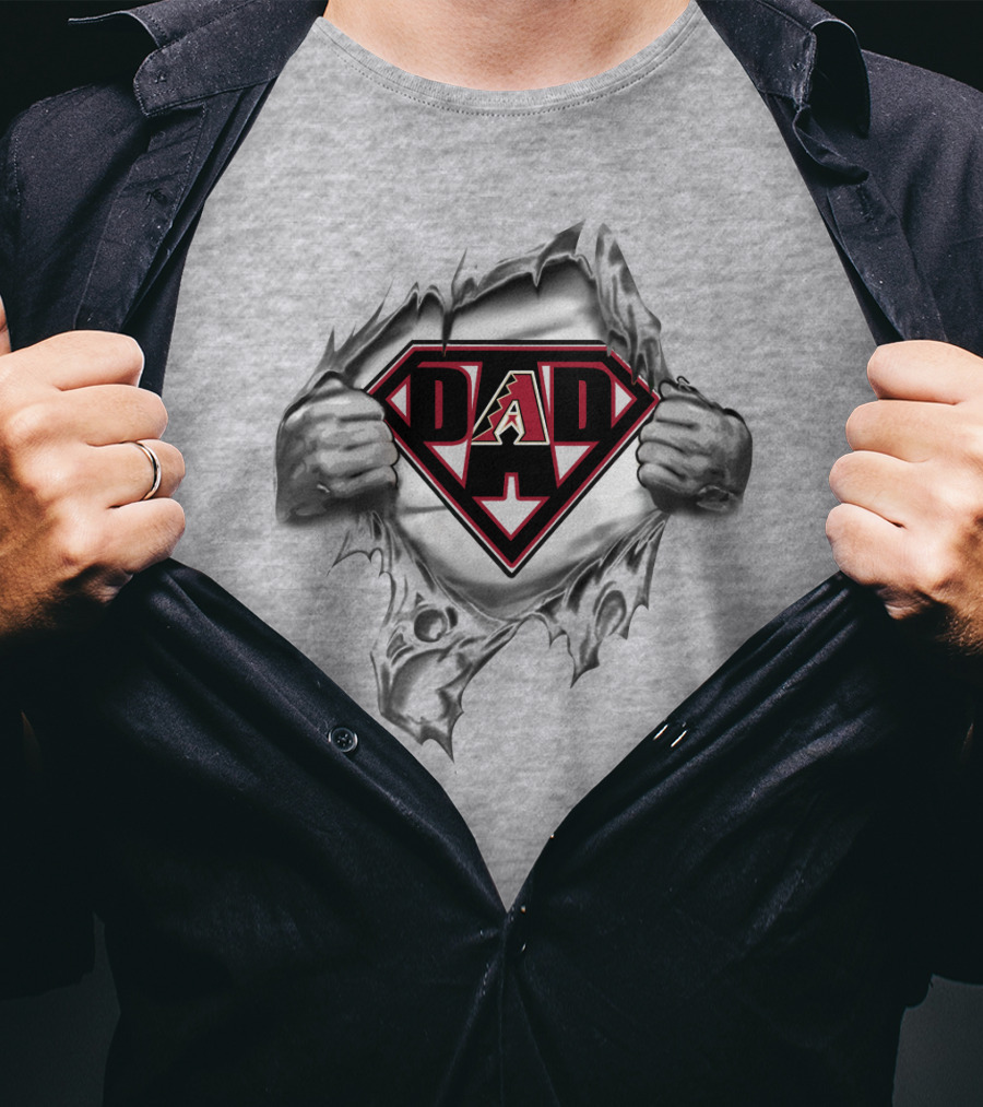Arizona Diamondbacks Dad Superman Style Logo Rip T-Shirt