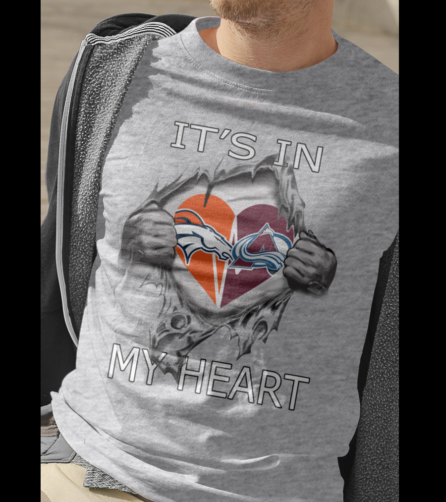 It's In My Heart Broncos Avalanche Logo Heart Tear T-Shirt