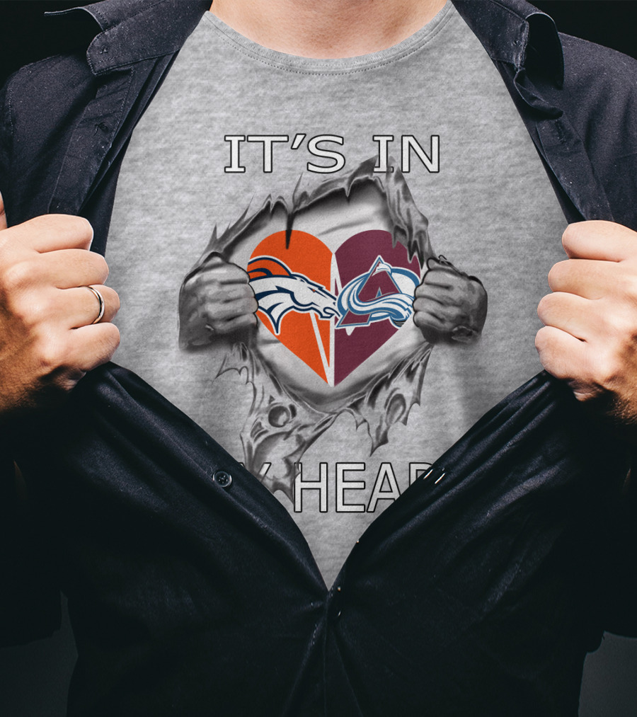 It's In My Heart Broncos Avalanche Logo Heart Tear T-Shirt
