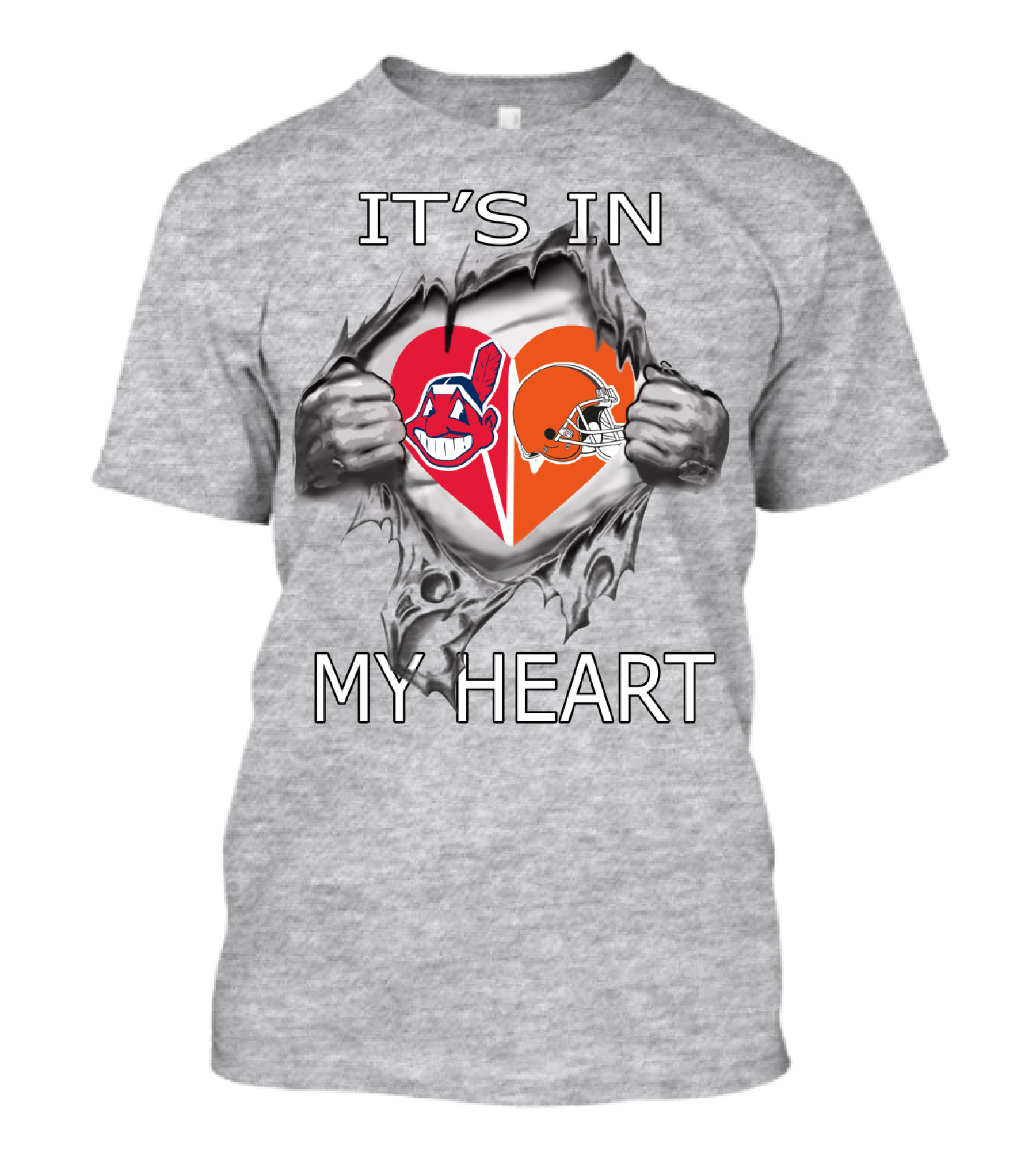 It's In My Heart Browns Indians Heart And Helmet T-Shirt