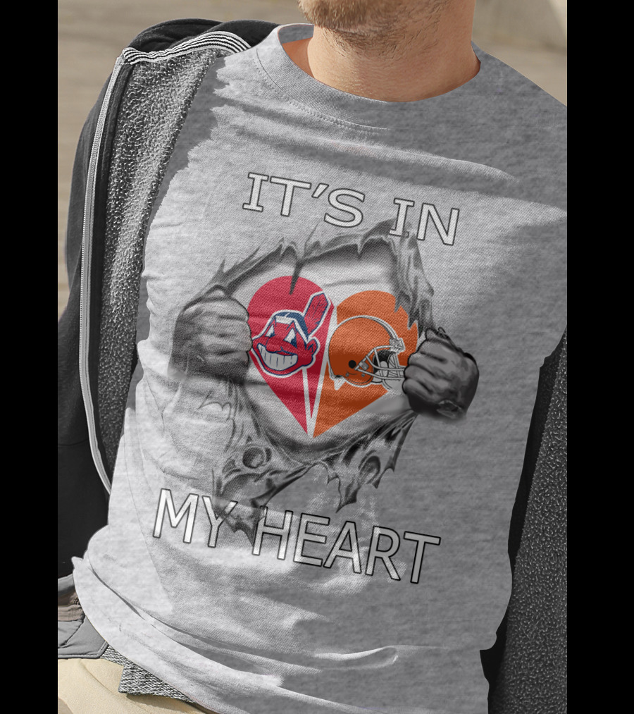 It's In My Heart Browns Indians Heart And Helmet T-Shirt