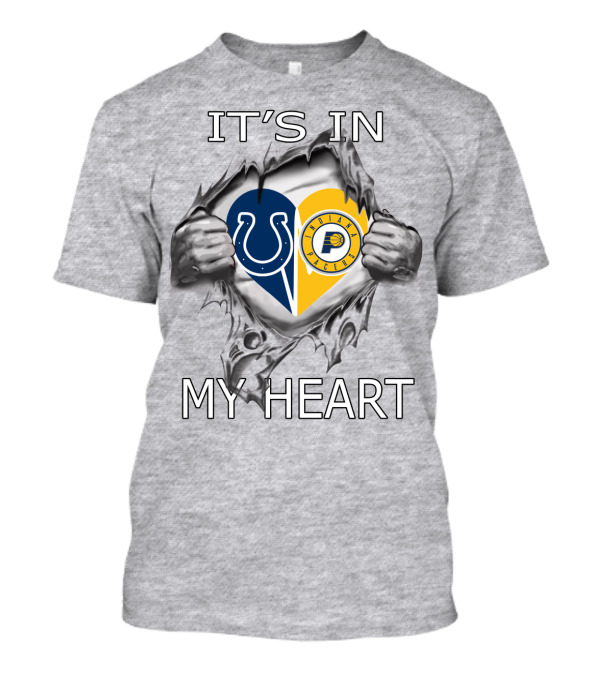 Colts Pacers It's In My Heart Indianapolis Sports Fan Logo Love T-Shirt