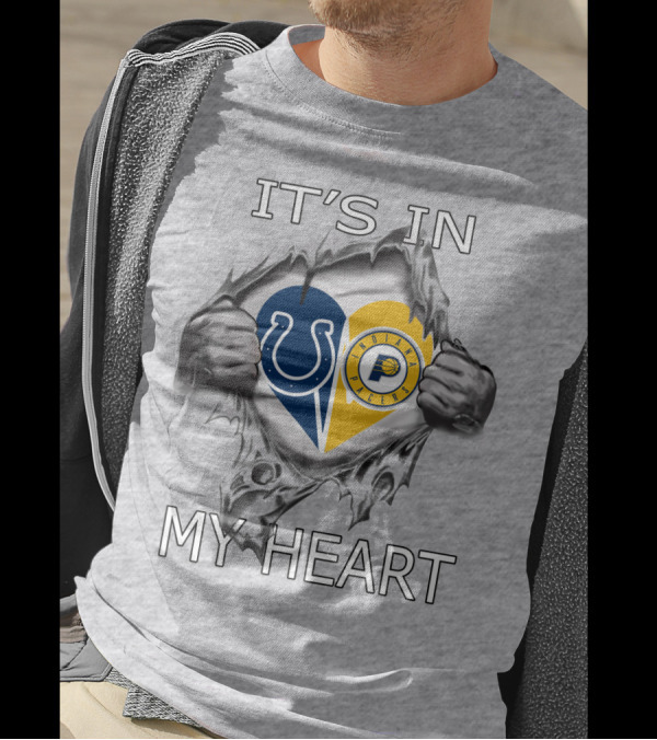 Colts Pacers It's In My Heart Indianapolis Sports Fan Logo Love T-Shirt