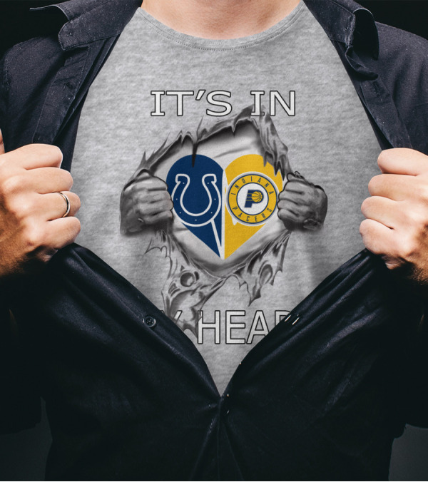 Colts Pacers It's In My Heart Indianapolis Sports Fan Logo Love T-Shirt