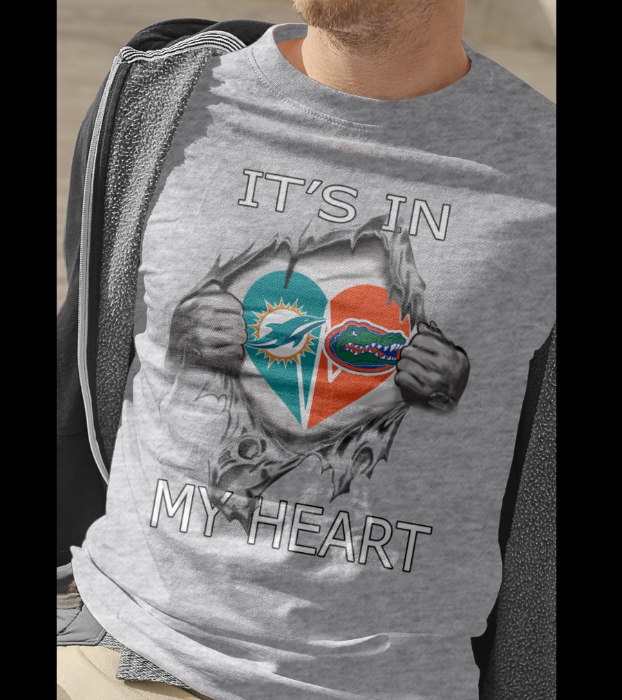 It's In My Heart Dolphins Gators Heart T-Shirt