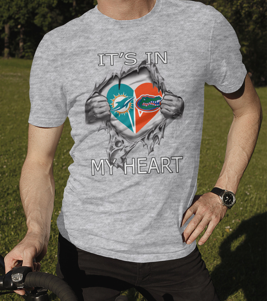 It's In My Heart Dolphins Gators Heart T-Shirt
