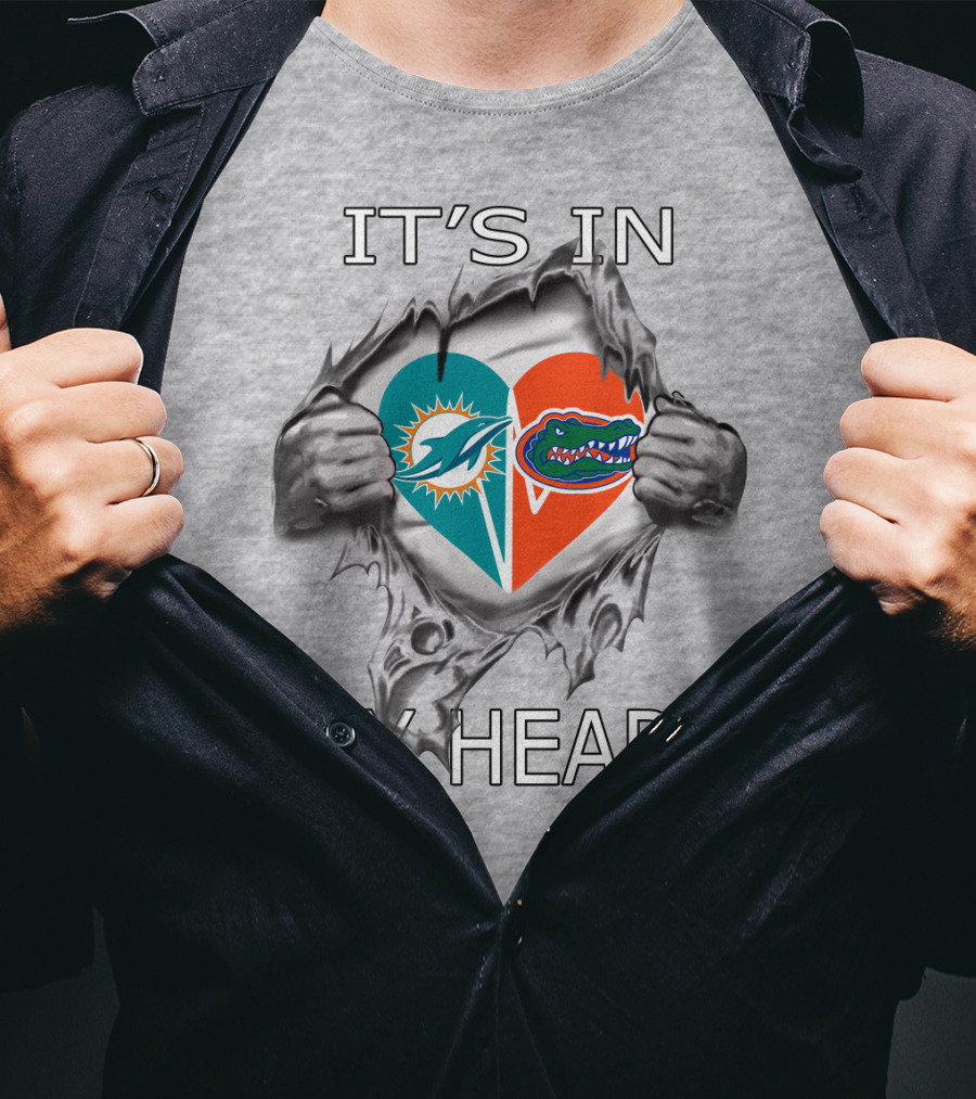 It's In My Heart Dolphins Gators Heart T-Shirt