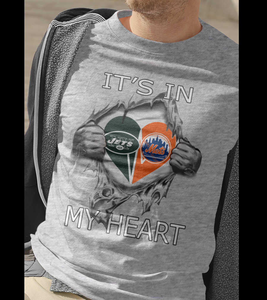 It's In My Heart Jets Mets Heart Logos T-Shirt