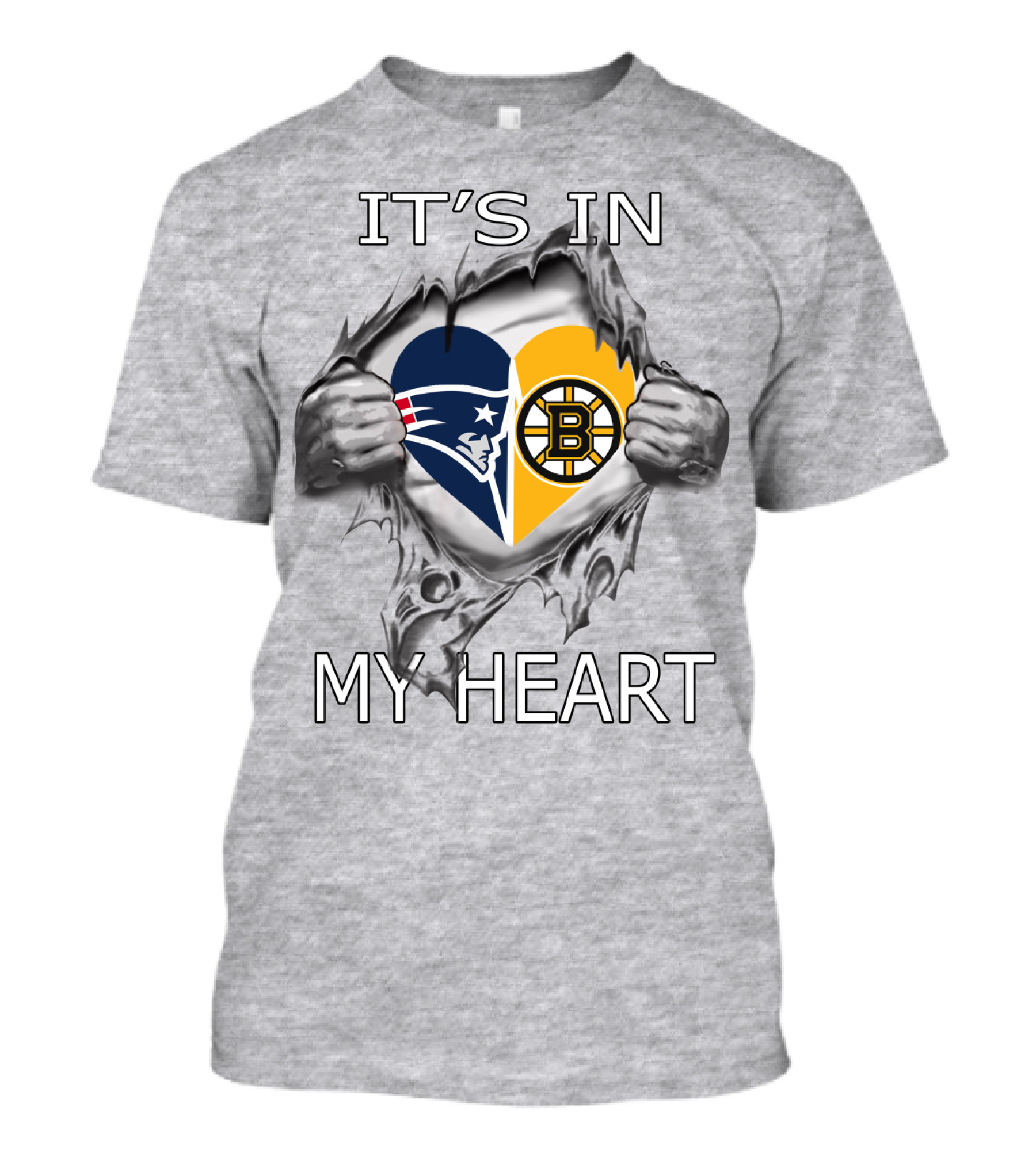 Patriots Bruins Heart Logos It's In My Heart T-Shirt