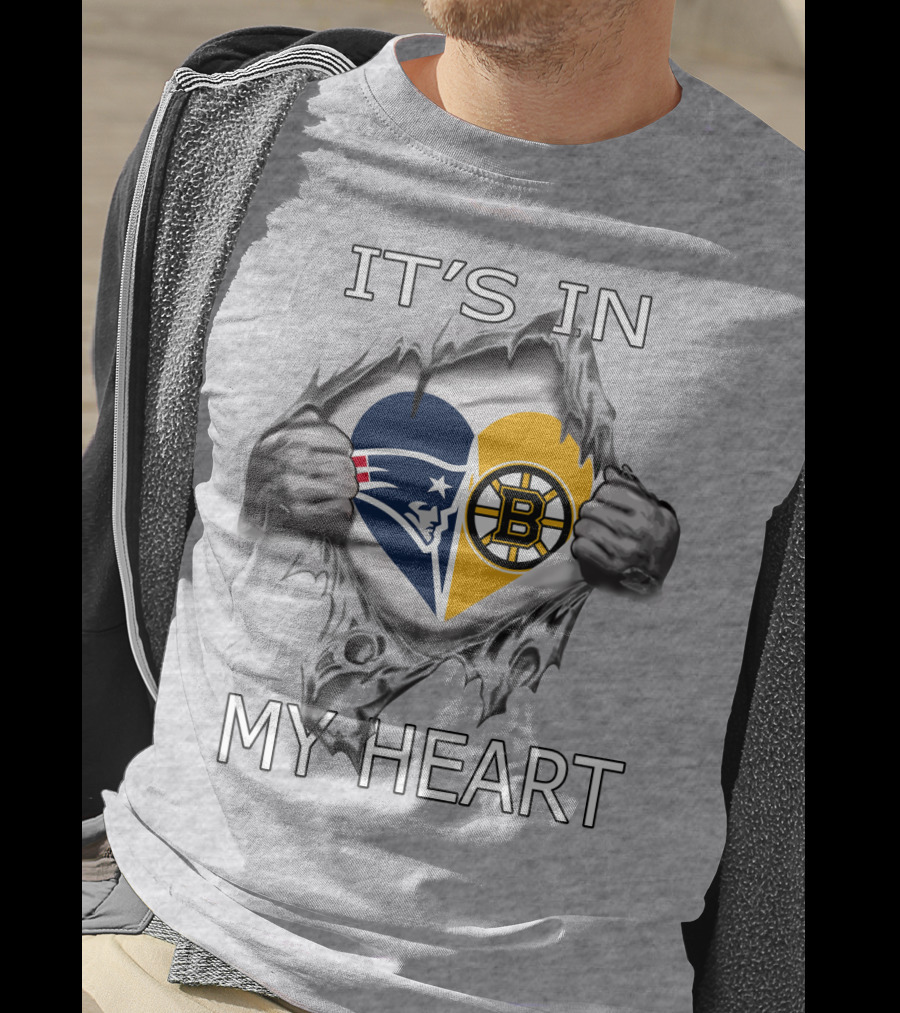 Patriots Bruins Heart Logos It's In My Heart T-Shirt
