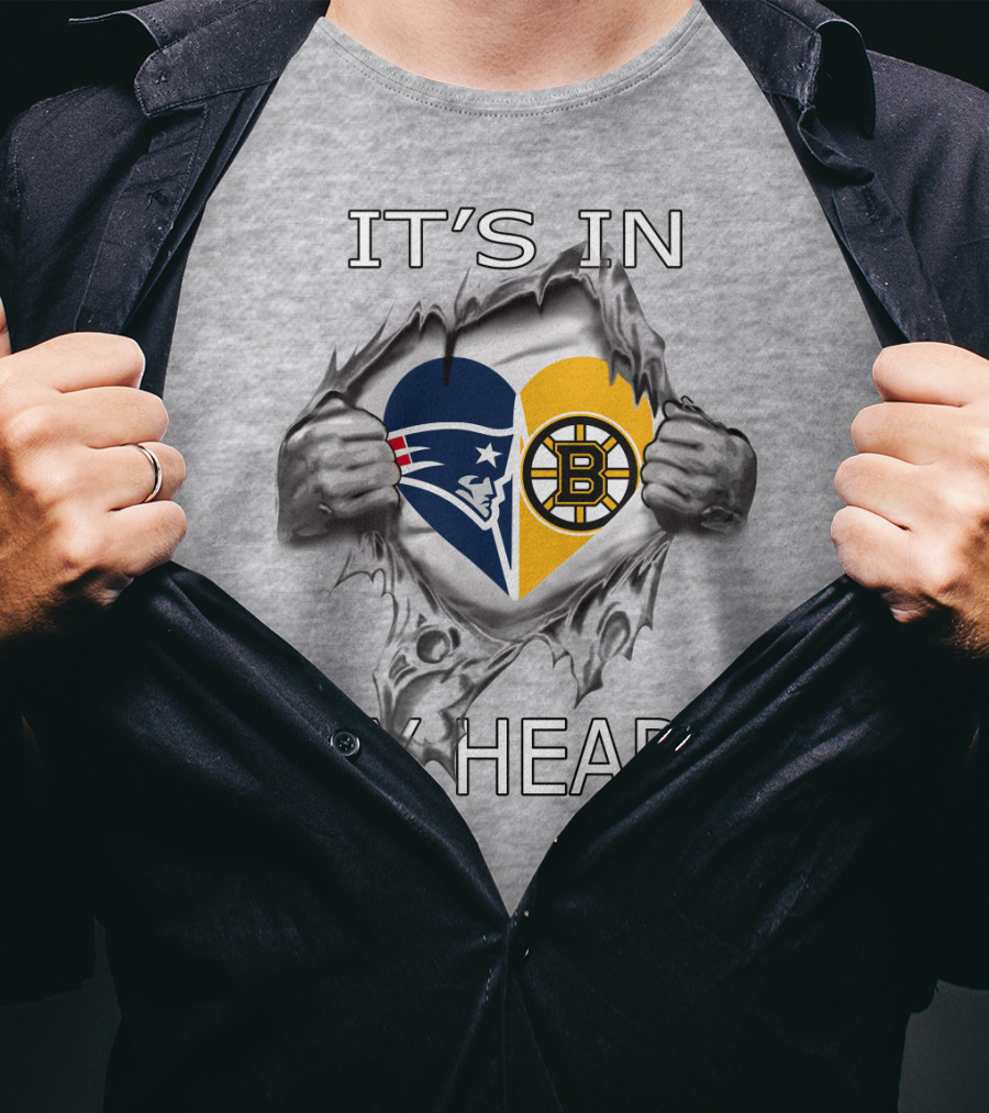 Patriots Bruins Heart Logos It's In My Heart T-Shirt