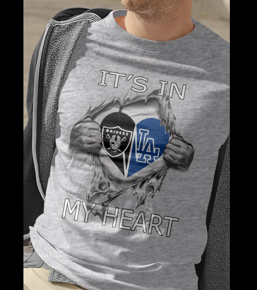 Raiders Dodgers It's In My Heart Raiders Logo LA Dodgers Heart Shape T-Shirt