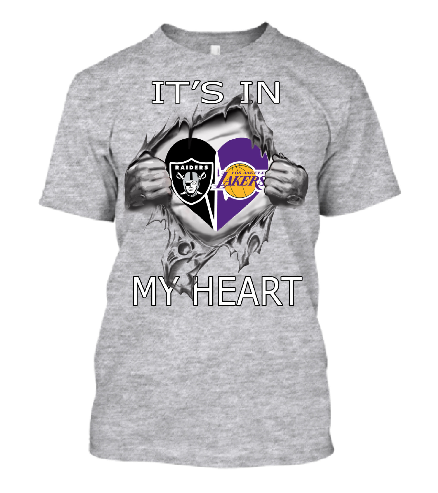 Raiders Los Angeles Lakers It's In My Heart T-Shirt
