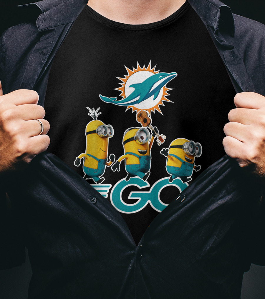 Minions Go Miami Dolphins Football Fun T-Shirt