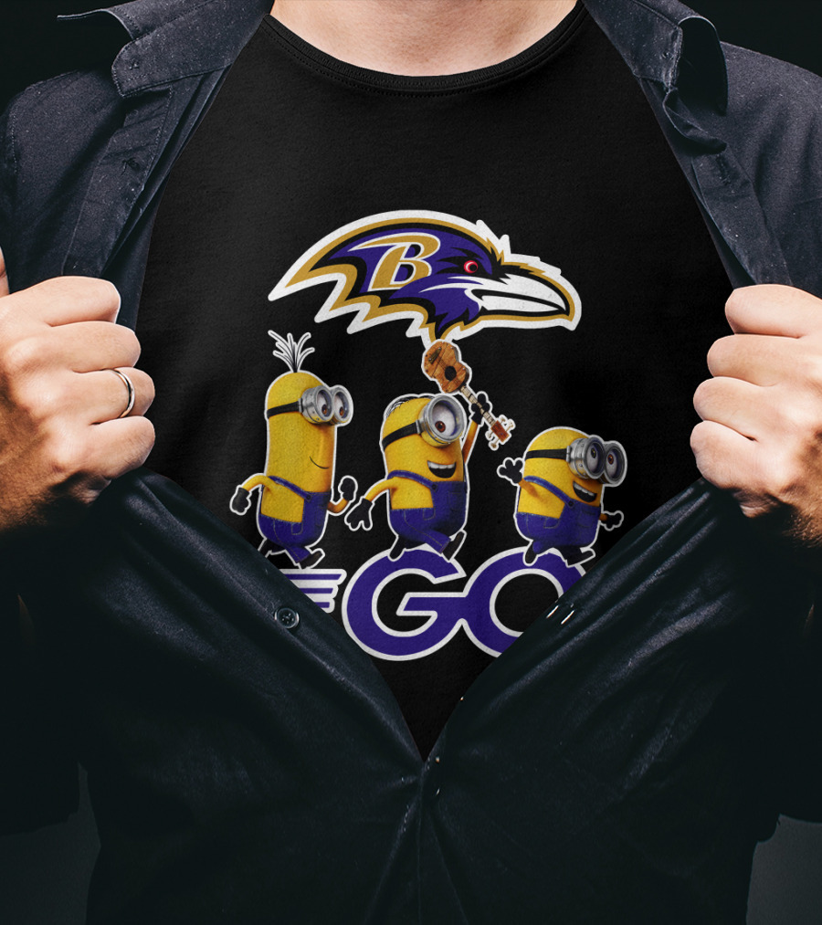 Baltimore Ravens Go Minions Football Mascot Fan T-Shirt