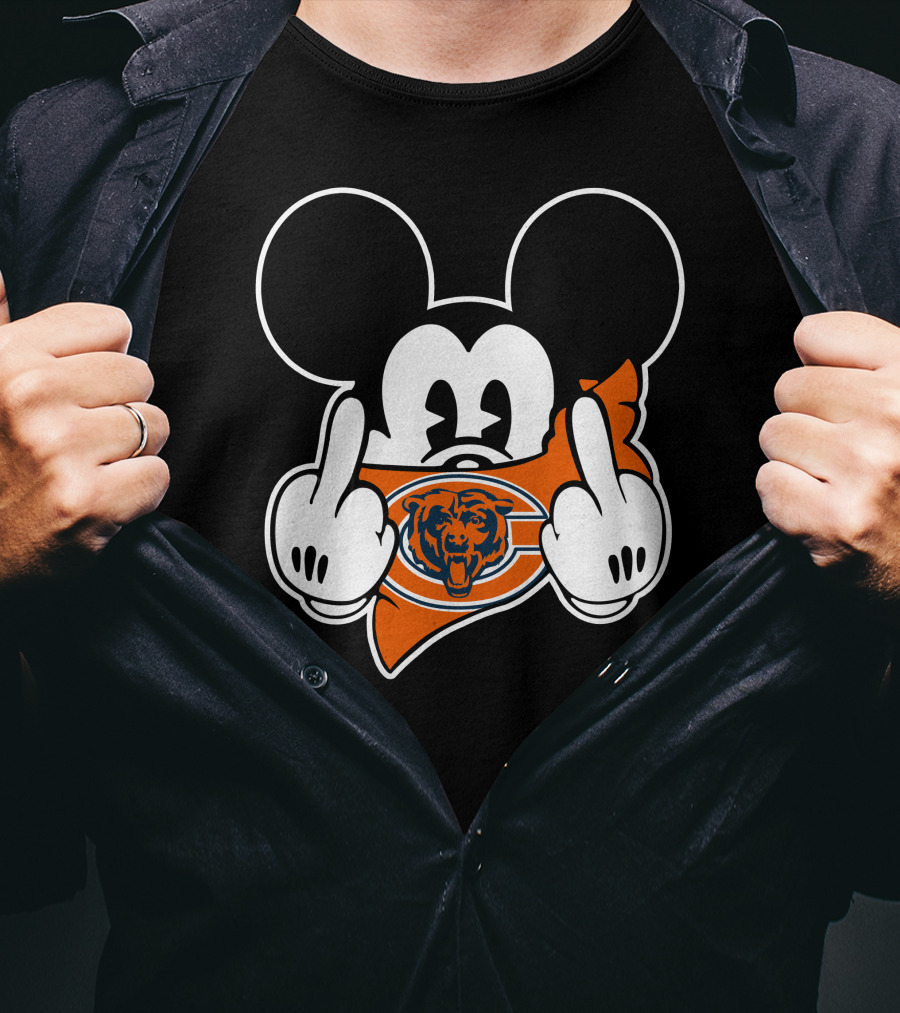 Bears Mickey Chicago Bears Symbol And Gesture T-Shirt