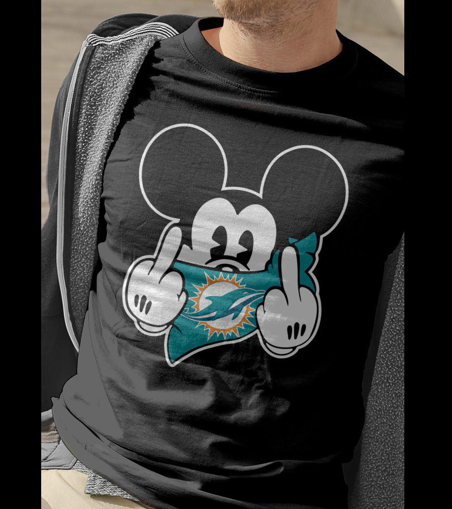 Mickey Mouse Dolphins Fan Logo Gesture T-Shirt