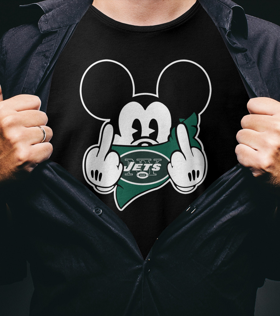Jets Mickey Mouse Middle Finger T-Shirt