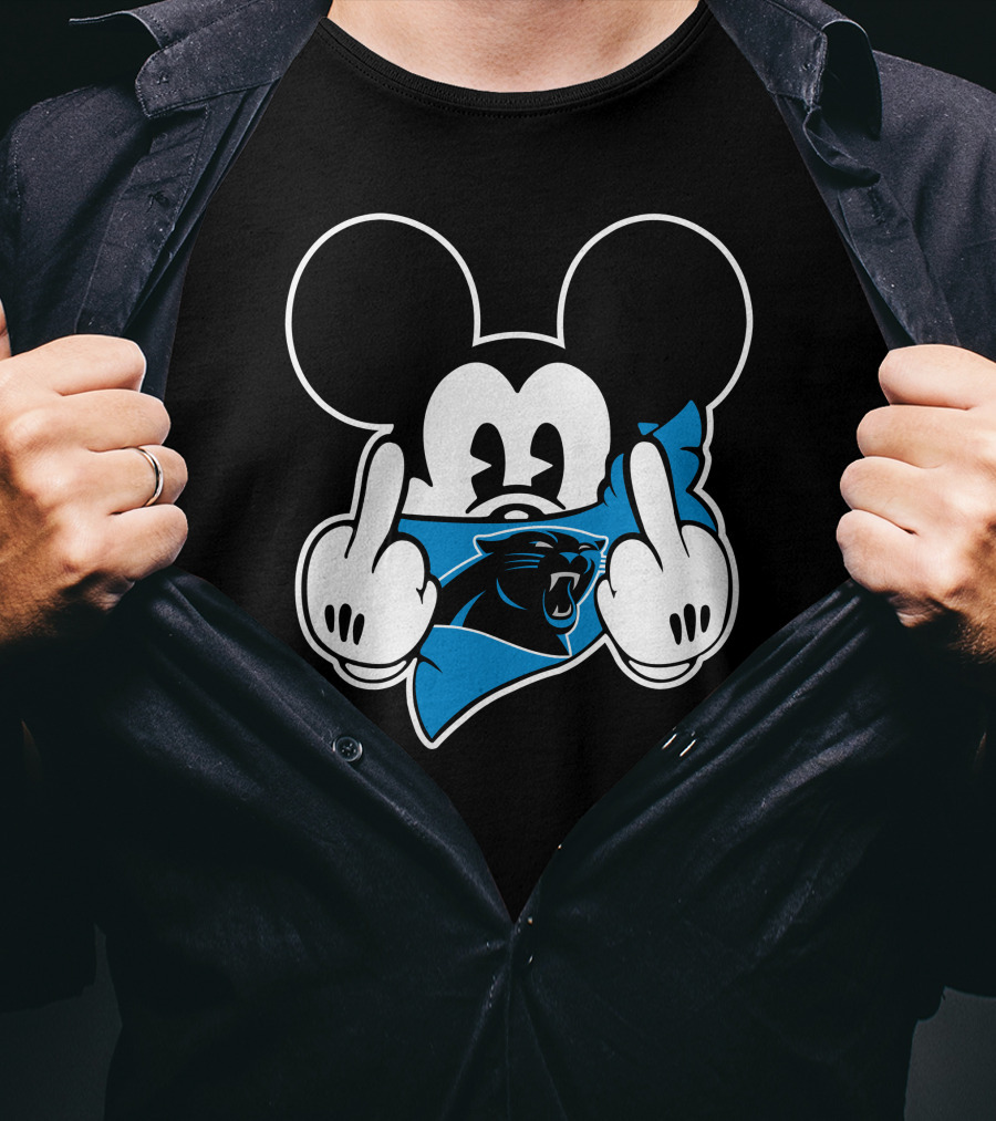 Panthers Mickey Mouse Middle Finger Gesture T-Shirt
