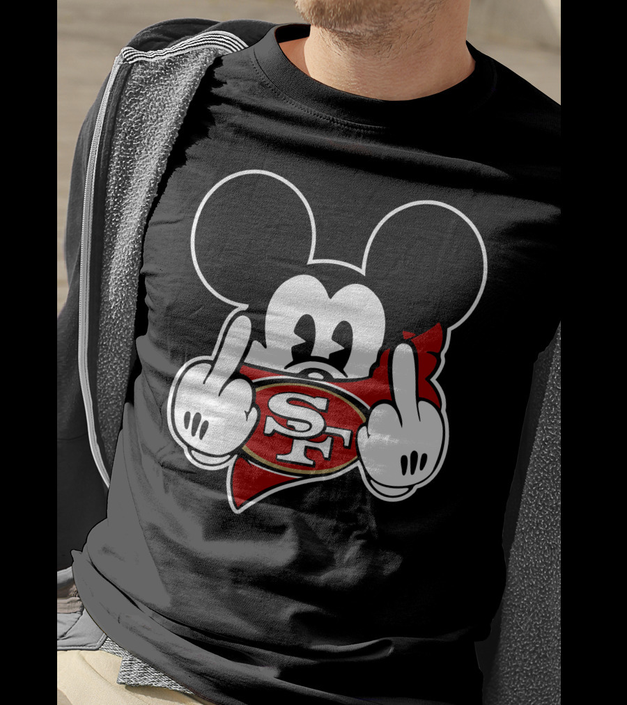 Sf 49ers Mickey Mouse Middle Finger T-Shirt