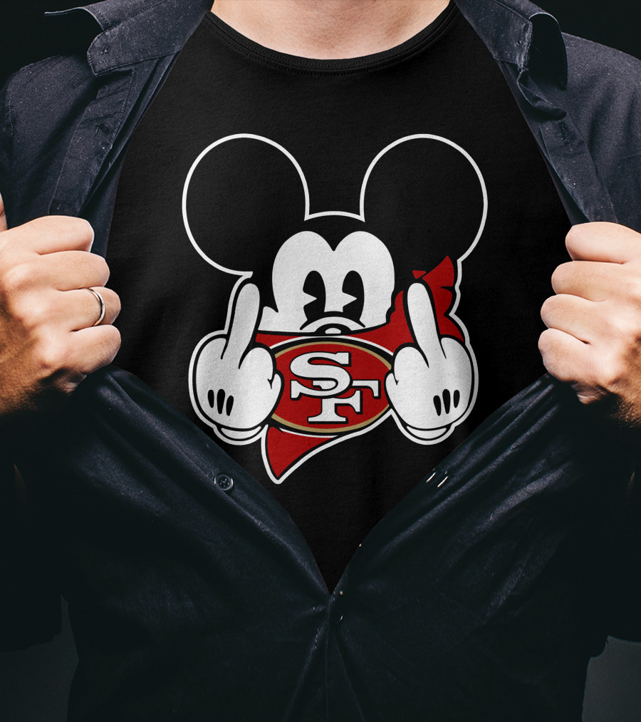 Sf 49ers Mickey Mouse Middle Finger T-Shirt