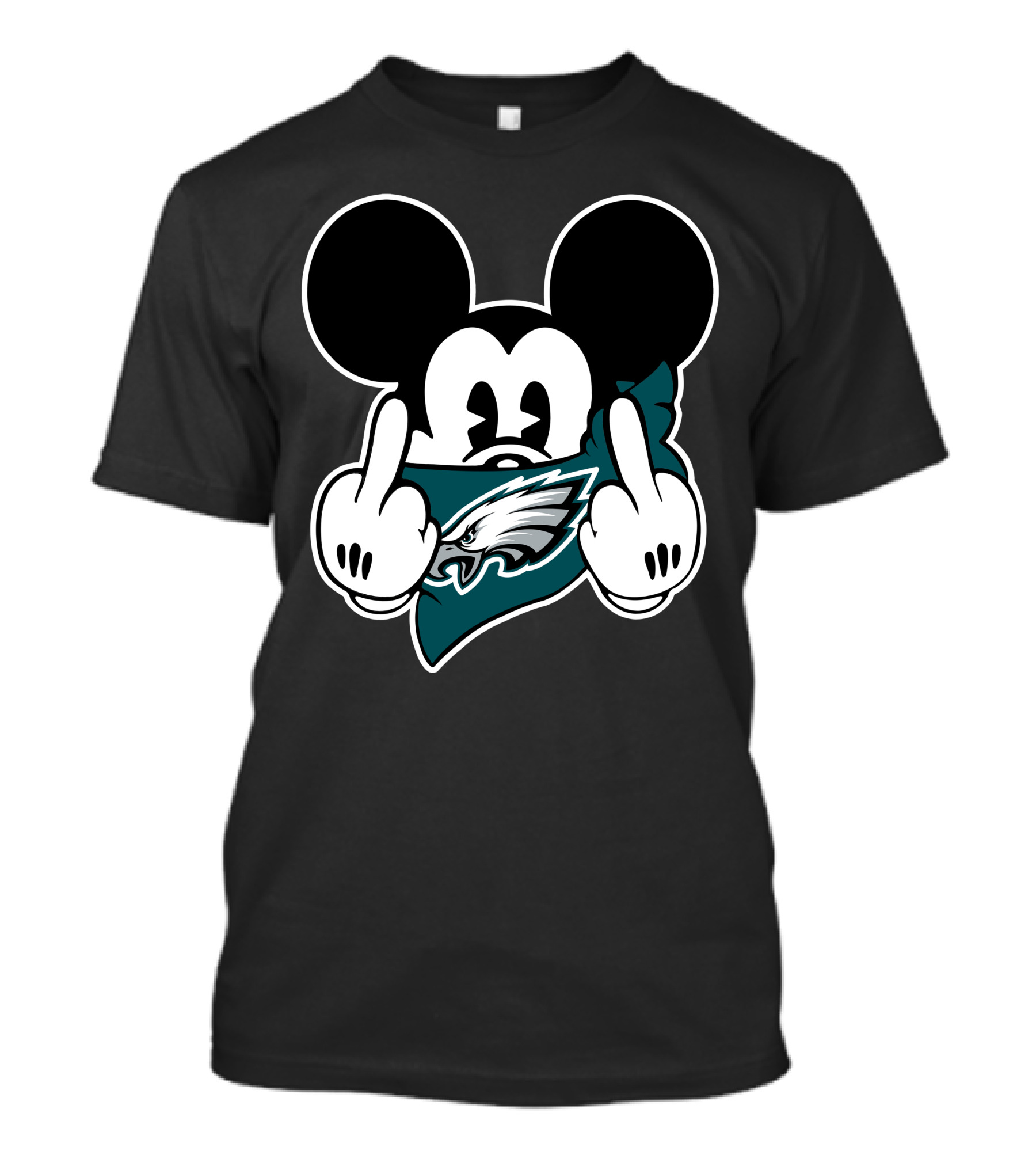 Mickey Mouse Eagles Logo Middle Finger T-Shirt