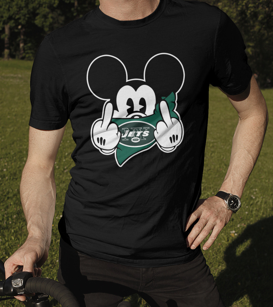Jets Mouse Middle Finger Face Covering Football T-Shirt