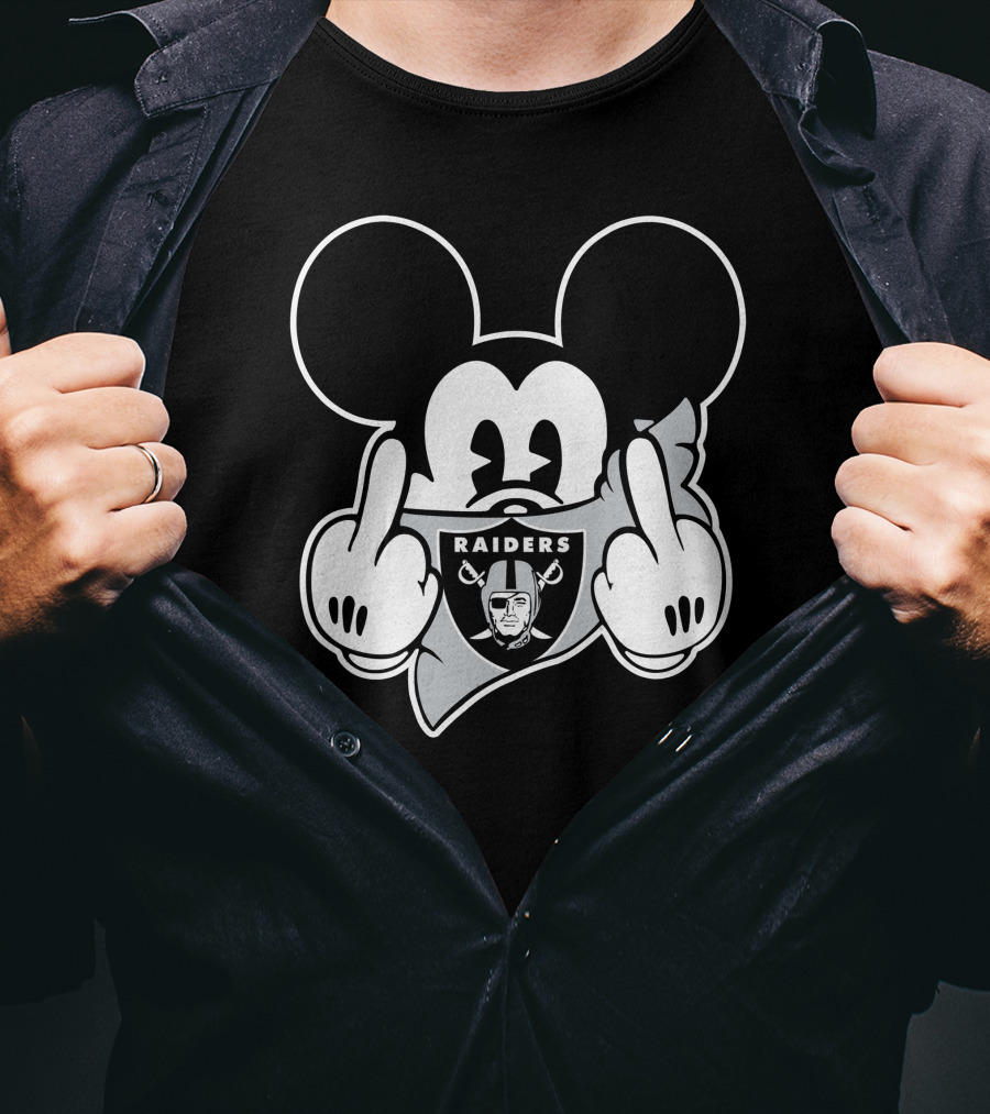 Raiders Logo Parody With Cartoon Character Showing Middle Fingers T-Shirt