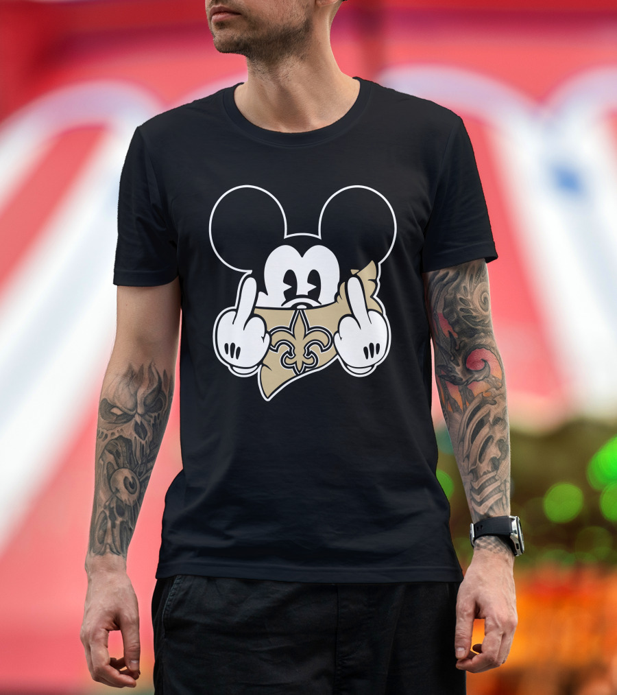 Saints Logo Gesture with Mouse Ears and Fleur-de-lis T-Shirt