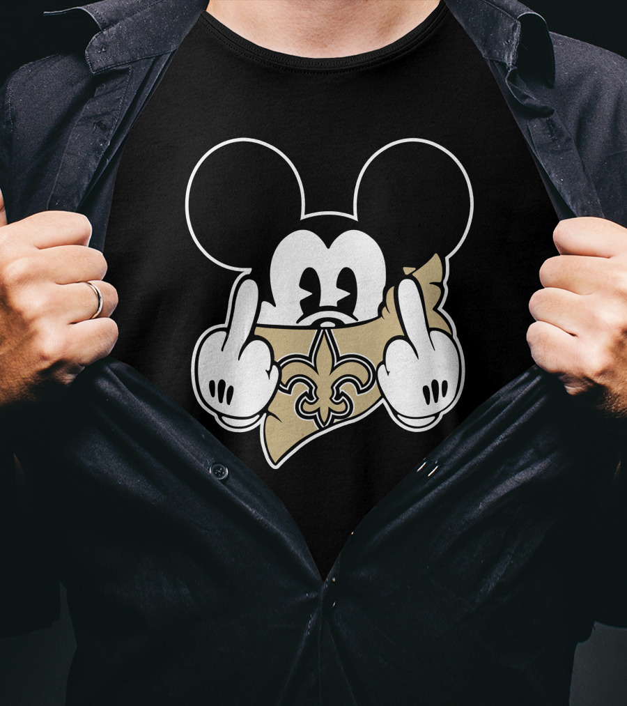 Saints Logo Gesture With Mouse Ears And Fleur-de-lis T-Shirt