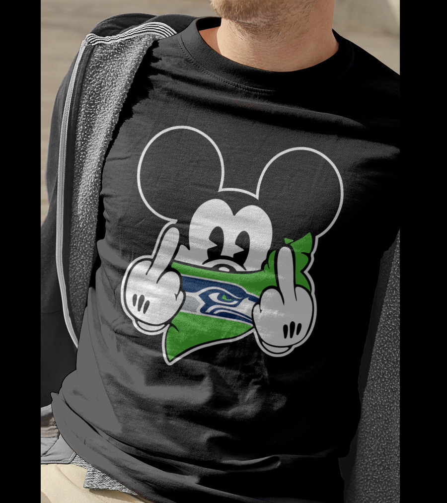 Seahawks Mickey Mouse Middle Finger T-Shirt
