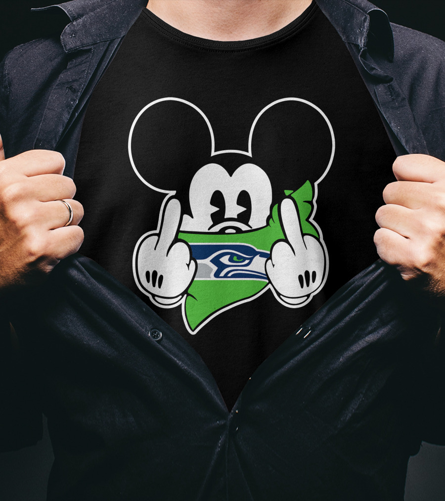 Seahawks Mickey Mouse Middle Finger T-Shirt