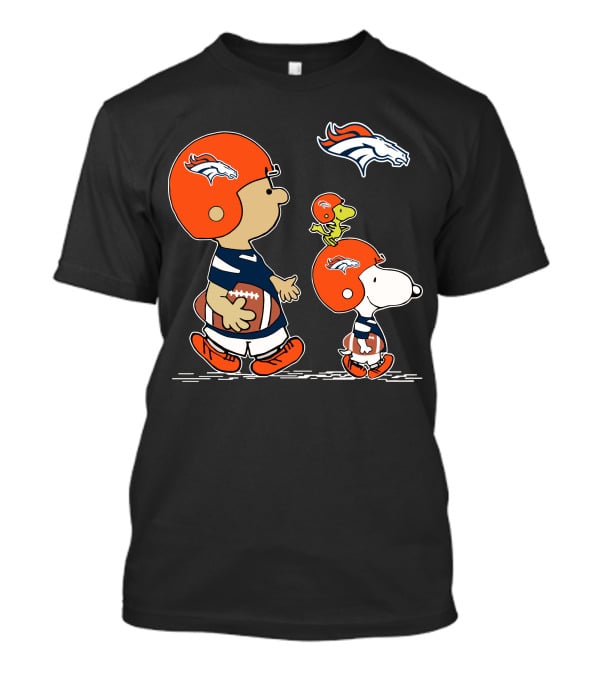 Broncos Snoopy Charlie Brown Woodstock Football Helmet T-Shirt