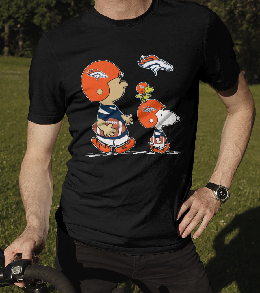 Broncos Snoopy Charlie Brown Woodstock Football Helmet T-Shirt