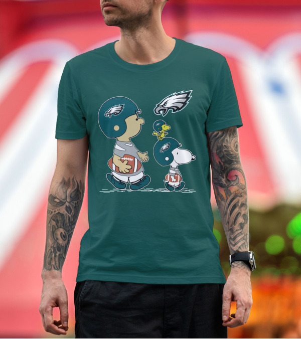 Premium T-Shirt: Philadelphia Eagles Snoopy and Woodstock Football Helmets T-Shirt Philadelphia Eagles Snoopy and Woodstock Football Helmets T-Shirt
