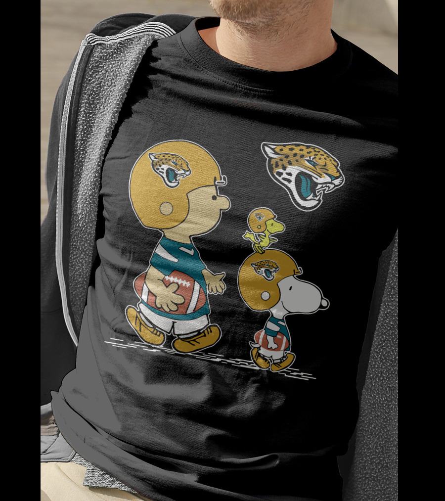 Jaguars Snoopy Charlie Brown Woodstock Football Helmet T-Shirt
