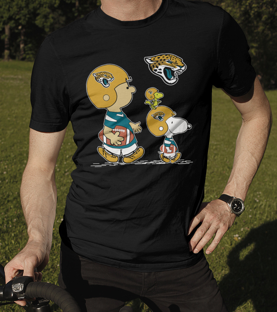 Jaguars Snoopy Charlie Brown Woodstock Football Helmet T-Shirt